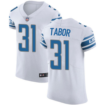 Personalized Lions #31 Teez Tabor White Men’s Stitched NFL Untouchable Elite Jersey