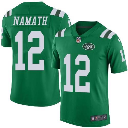 Personalized Jets 12 Joe Namath Green Youth Color Rush Limited Jersey