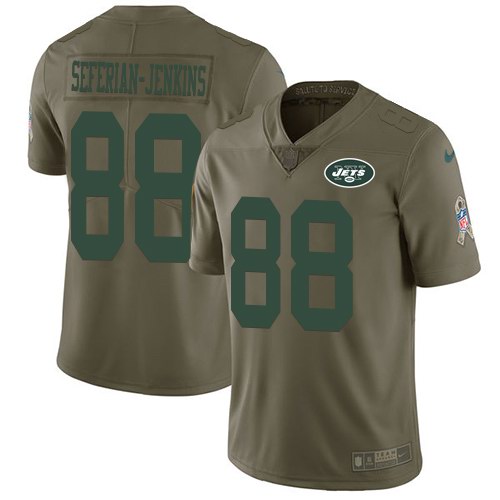 Personalized Jets 88 Austin Seferian-Jenkins Olive Youth Salute To Service Limited Jersey