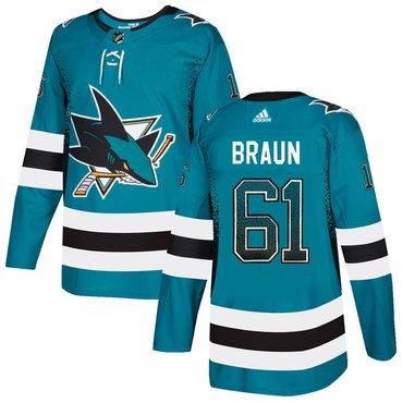 Personalized Sharks 61 Justin Braun Teal Drift Fashion Jersey