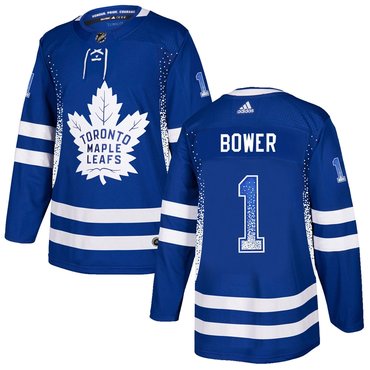 Personalized Maple Leafs 1 Johnny Bower Blue Drift Fashion Jersey