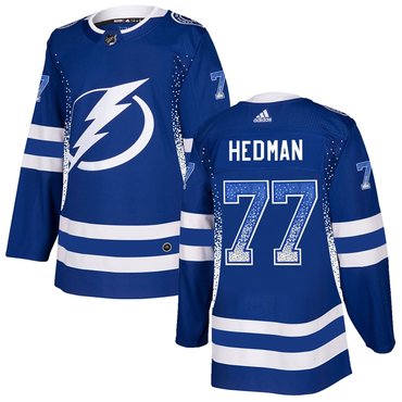 Personalized Lightning 77 Victor Hedman Blue Drift Fashion Jersey