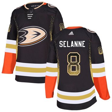 Personalized Ducks 8 Teemu Selanne Black Drift Fashion Jersey