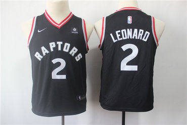 Personalized Youth Raptors 2 Kawhi Leonard Black Youth Swingman Jersey