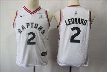 Personalized Youth Raptors 2 Kawhi Leonard White Youth Swingman Jersey