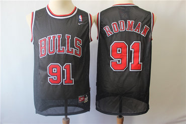 Personalized Bulls 91 Dennis Rodman Black Throwback Jersey