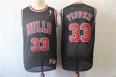 Personalized Bulls 33 Scottie Pippen Black Throwback Jersey