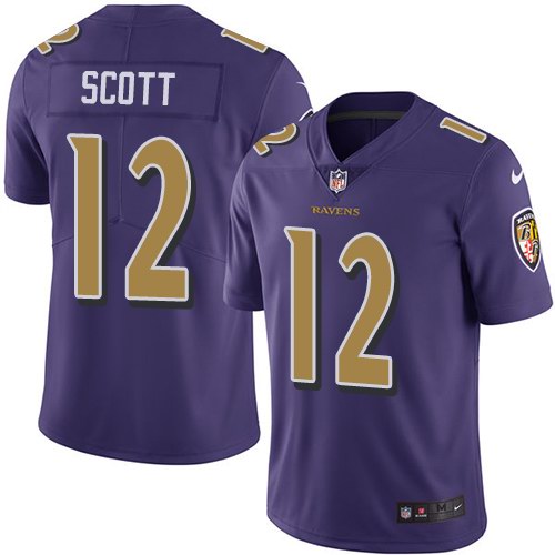 Personalized Ravens 12 Jaleel Scott Purple Color Rush Limited Jersey