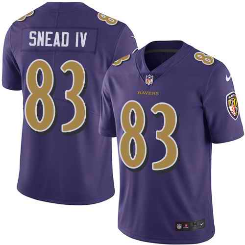 Personalized Ravens 83 Willie Snead IV Purple Color Rush Limited Jersey