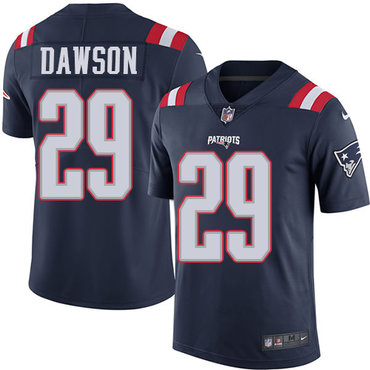 Personalized Patriots #29 Duke Dawson Navy Blue Men’s Stitched NFL Limited Rush Jersey
