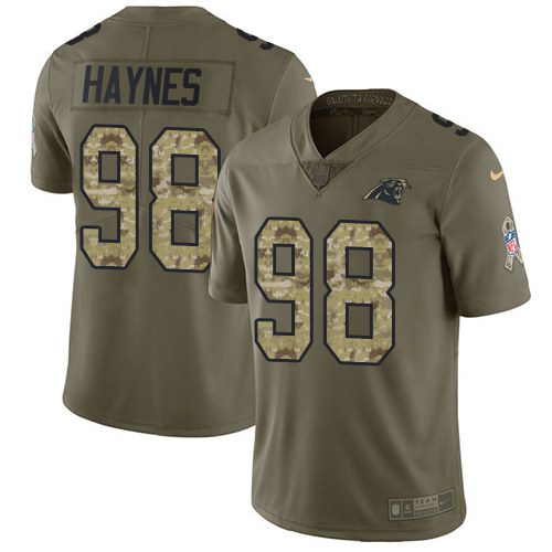 Personalized Panthers 98 Marquis Haynes Olive Camo Salute To Service Limited Jersey