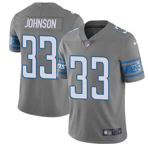 Personalized Lions 33 Kerryon Johnson Gray Color Rush Limited Jersey