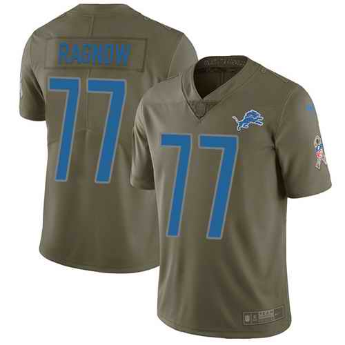 Personalized Lions 77 Frank Ragnow Olive Salute To Service Limited Jersey