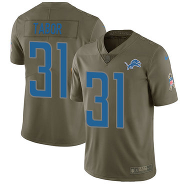 Personalized Lions #31 Teez Tabor Olive Men’s Stitched NFL Limited 2017 Salute to Service Jersey