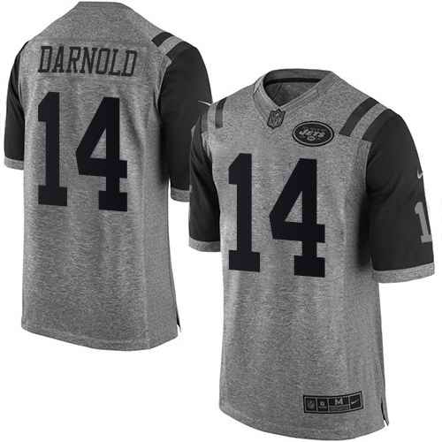 Personalized Jets 14 Sam Darnold Gray Gridiron Gray Limited Jersey