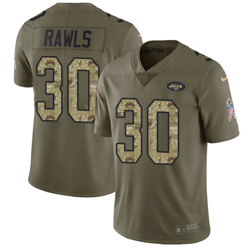 Personalized Jets 30 Thomas Rawls Olive Camo Salute To Service Limited Jersey