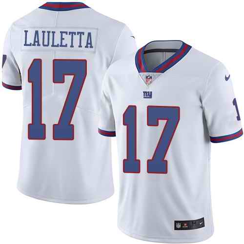 Personalized Giants 17 Kyle Lauletta White Color Rush Limited Jersey