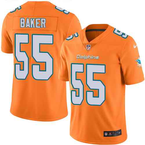 Personalized Dolphins 55 Jerome Baker Orange Untouchable Limited Jersey
