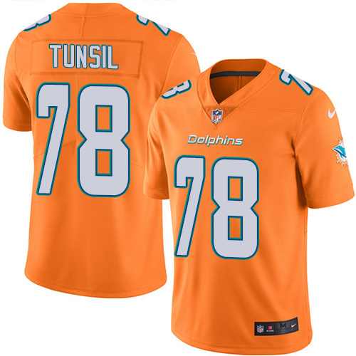 Personalized Dolphins #78 Laremy Tunsil Orange Men’s Stitched NFL Limited Rush Jersey