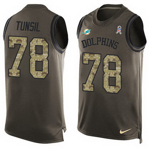 Personalized Dolphins #78 Laremy Tunsil Green Men’s Stitched NFL Limited Salute To Service Tank Top Jersey