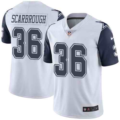Personalized Cowboys 36 Bo Scarbrough White Color Rush Limited Jersey