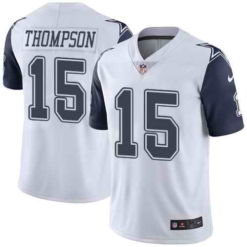 Personalized Cowboys 15 Deonte Thompson White Color Rush Limited Jersey