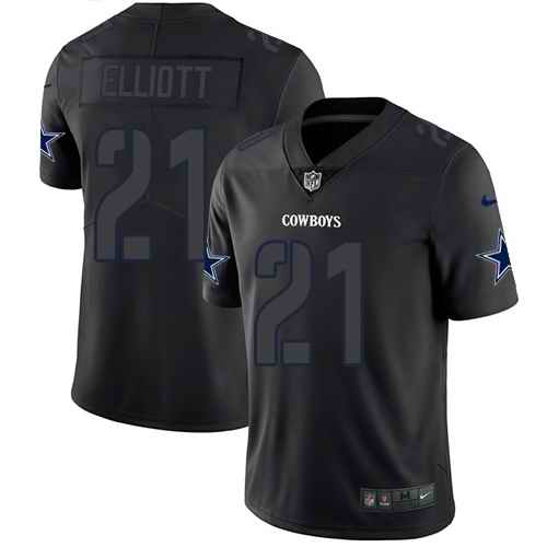 Personalized Cowboys 21 Ezekiel Elliott Black Color Rush Impact Limited Jersey