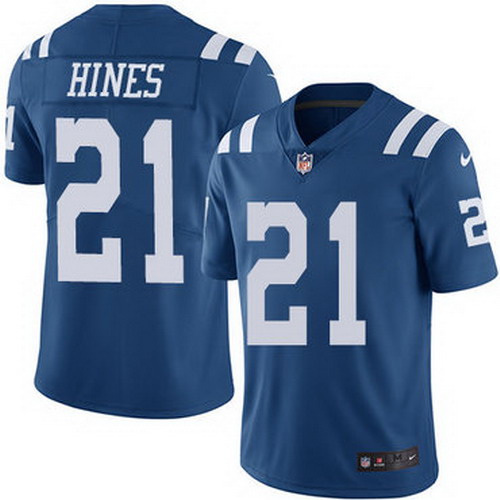 Personalized Colts #21 Nyheim Hines Royal Blue Men’s Stitched NFL Limited Rush Jersey