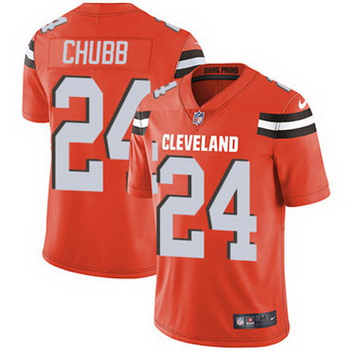 Personalized Browns #24 Nick Chubb Orange Alternate Men’s Stitched NFL Untouchable Limited Jersey