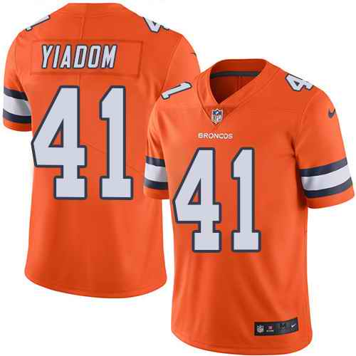 Personalized Broncos 41 Isaac Yiadom Orange Color Rush Limited Jersey