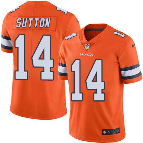 Personalized Broncos 14 Courtland Sutton Orange Color Rush Limited Jersey