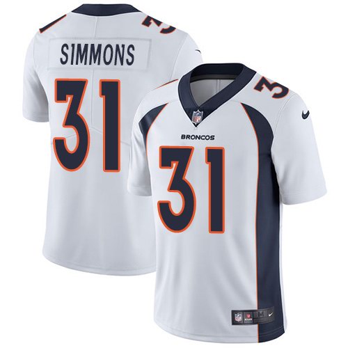Personalized Broncos 31 Justin Simmons White Untouchable Limited Jersey