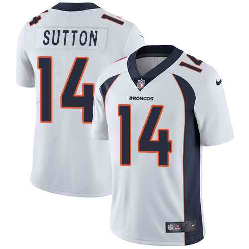 Personalized Broncos 14 Courtland Sutton White Untouchable Limited Jersey