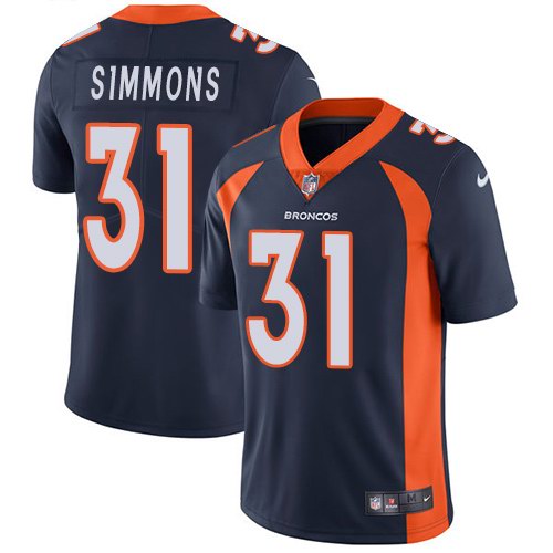 Personalized Broncos 31 Justin Simmons Navy Alternate Untouchable Limited Jersey