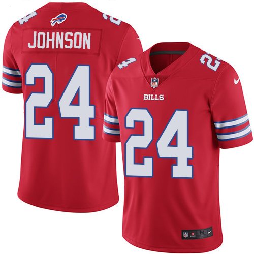 Personalized Bills 24 Taron Johnson Red Color Rush Limited Jersey
