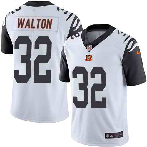 Personalized Bengals 32 Mark Walton White Color Rush Limited Jersey