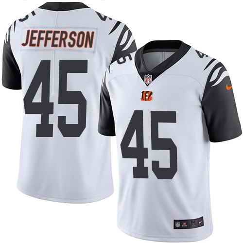 Personalized Bengals 45 Malik Jefferson White Color Rush Limited Jersey