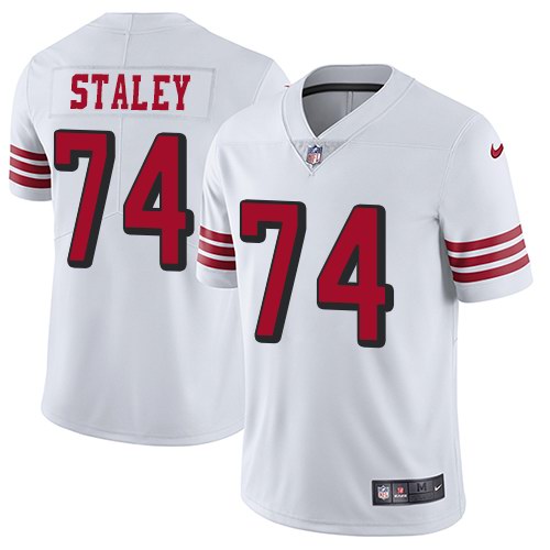 Personalized 49ers 74 Joe Staley White Color Rush Untouchable Limited Jersey
