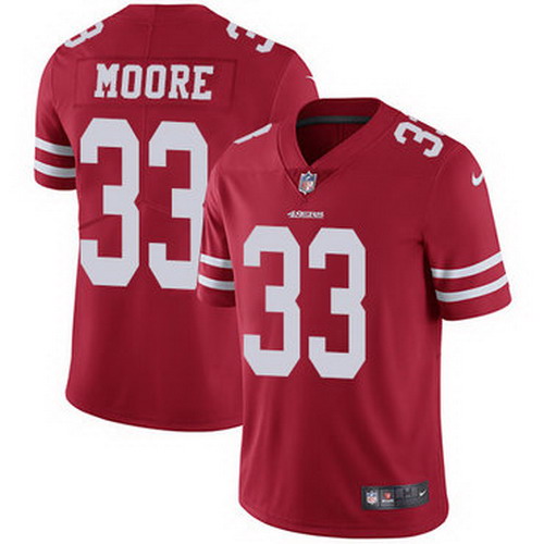 Personalized 49ers #33 Tarvarius Moore Red Team Color Men’s Stitched NFL Untouchable Limited Jersey