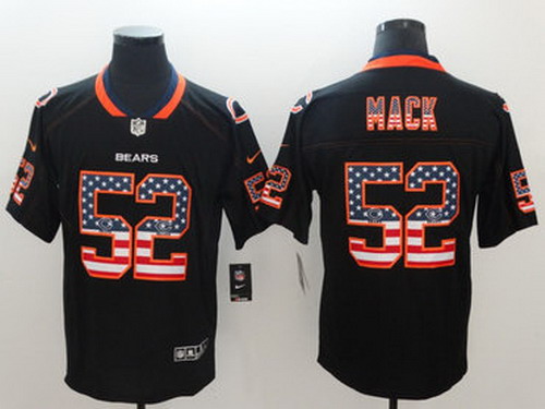 Personalized Bears 52 Khalil Mack Black USA Flag Fashion Limited Jersey