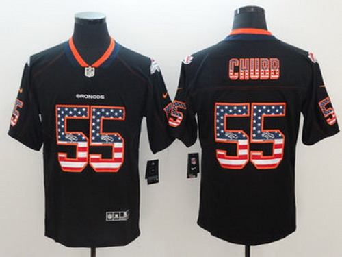 Personalized Broncos 55 Bradley Chubb Black USA Flag Fashion Limited Jersey
