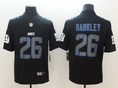 Personalized Giants 26 Saquon Barkley Black Rush Impact Limited Jersey