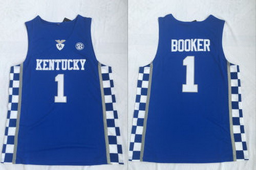 Personalized Kentucky Wildcats 1 Devin Booker Blue College Basketball Jersey