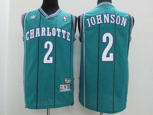 Personalized Hornets 2 Larry Johnson Teal Hardwood Classics Jersey