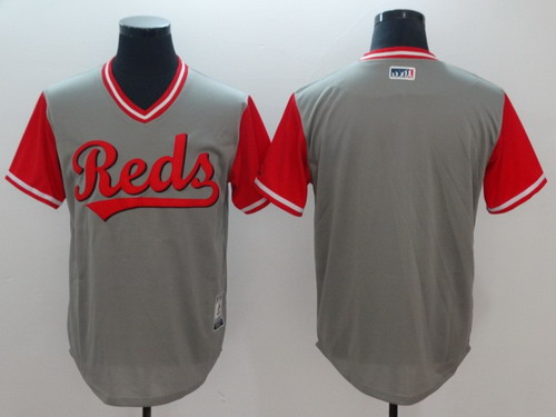 Personalized Reds Blank Gray 2018 Players’ Weekend Cool Base Jersey
