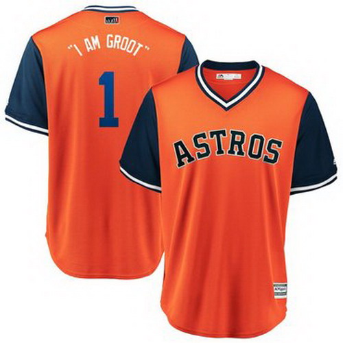 Personalized Astros 1 Carlos Correa I Am Groot Orange 2018 Players’ Weekend Cool Base Jersey