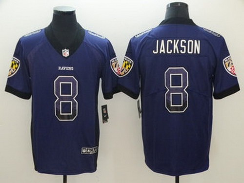 Personalized Ravens 8 Lamar Jackson Purple Drift Fashion Limited Jersey