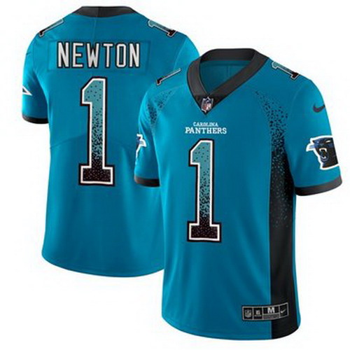 Personalized Panthers #1 Cam Newton Blue Alternate Men’s Stitched NFL Limited Rush Drift Fashion Jersey