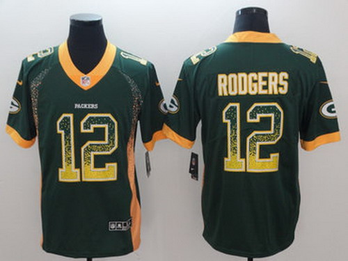 Personalized Packers 12 Aaron Rodgers Green Drift Fashion Limited Jersey