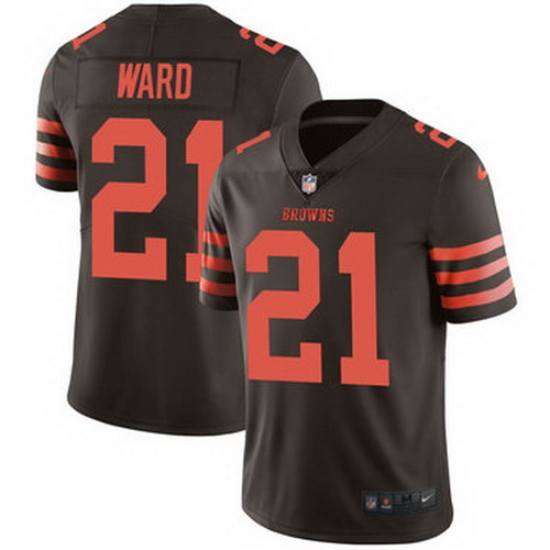 Personalized Browns 21 T.J. Ward Brown Color Rush Limited Jersey